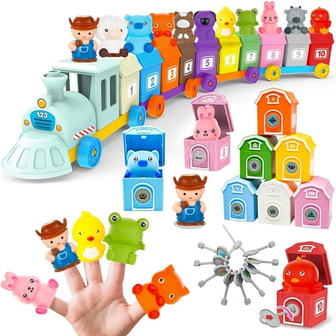 Wooden Farm Shape Sorting Cart - Educational Pull-Along Toy