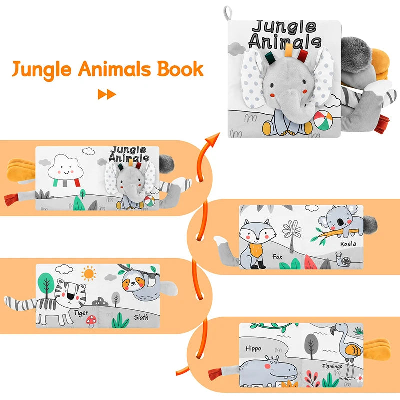Soft Baby Sensory Cloth Book — 3D Touch & Feel for Ages 0-12 Months