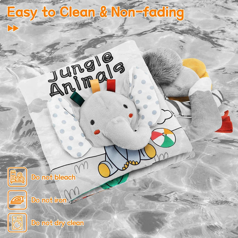 Soft Baby Sensory Cloth Book — 3D Touch & Feel for Ages 0-12 Months
