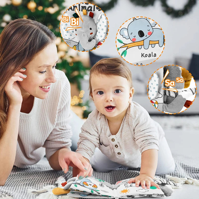 Soft Baby Sensory Cloth Book — 3D Touch & Feel for Ages 0-12 Months